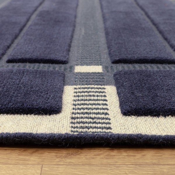 Tappeto blu scuro/beige in lana tessuto a mano 120x170 cm – Asiatic Carpets-image-3
