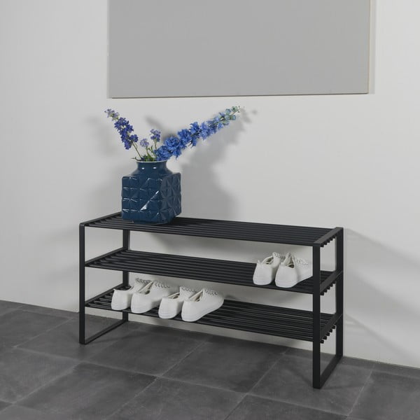 Scarpiera nera in metallo 100x48,5x29 cm Rex – Spinder Design-image-1