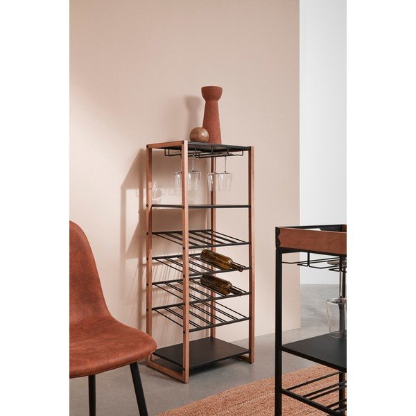 Cantinetta nera/di colore naturale in metallo numero di bottiglie 20, 50x122x35 cm Isaac – Yes Everyday-image-1