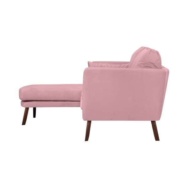 Divano a tre posti rosa chiaro Elena, con un lettino nell'angolo a sinistra - Mazzini Sofas-image-3
