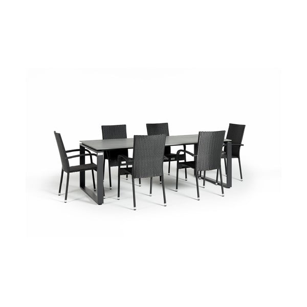 Set da pranzo da giardino per 6 persone con sedia nera Paris e tavolo Strong, 100 x 210 cm Strong & Paris - Bonami Selection-image-2