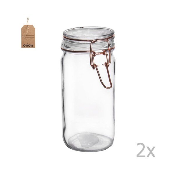 Sada 2 skleněných dóz s kovovým patentem Orion Róza, 400 ml