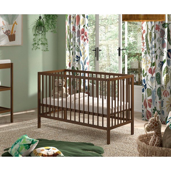 Lettino marrone in faggio massiccio con altezza regolabile 60x120 cm Dino – Vipack-image-1