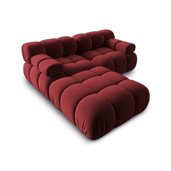 Divano angolare in velluto rosso Bellis - Micadoni Home-image-4