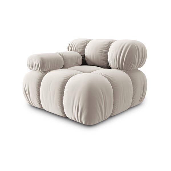 Parte divano componibile beige (con penisola a sinistra) con rivestimento in velluto Bellis – Micadoni -image-3