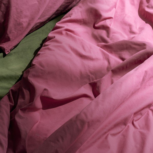 Copripiumino in cotone rosa scuro per letto matrimoniale 200x200 cm Basic - Happy Friday-image-3