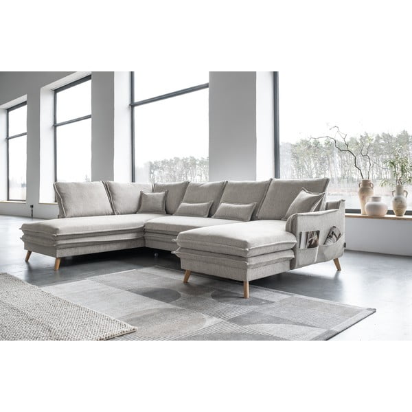 Divano letto angolare beige (angolo sinistro/"U") Charming Charlie - Miuform-image-4