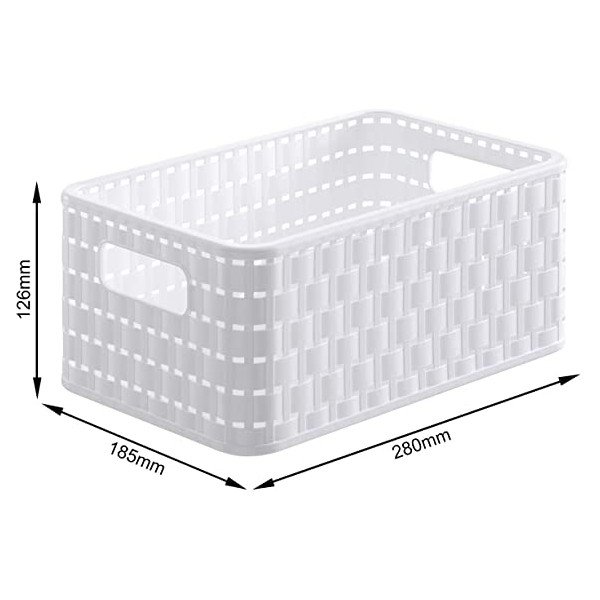 Cesto portaoggetti in plastica riciclata bianca Country - Rotho-image-2