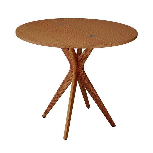 Tavolo da pranzo rotondo con piano effetto frassino allungabile 45x90 cm Jubi – Ragaba-image-2