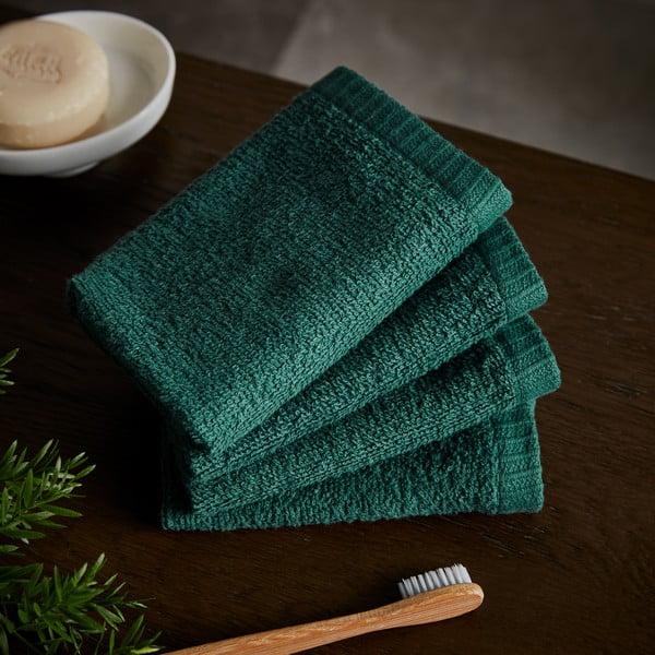 Set di asciugamani con asciugatura rapida verdi in cotone 4 pz 30x30 cm Quick Dry – Catherine Lansfield-image-1