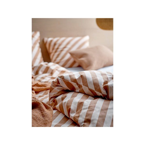 Biancheria da letto matrimoniale in cotone organico sateen arancione , 200 x 220 Diagonal - Södahl-image-2