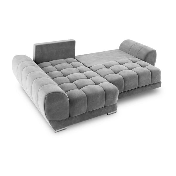Divano letto angolare grigio con rivestimento in velluto, angolo sinistro Nuage - Windsor & Co Sofas-image-4