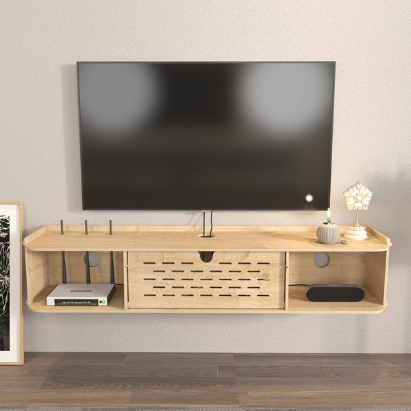 Tavolo TV in rovere naturale 116,5x19,5 cm Sima - Kalune Design-image-2
