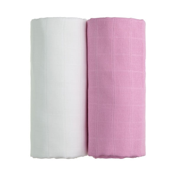 Set di 2 asciugamani da bagno in cotone bianco e rosa , 90 x 100 cm Tetra - T-TOMI