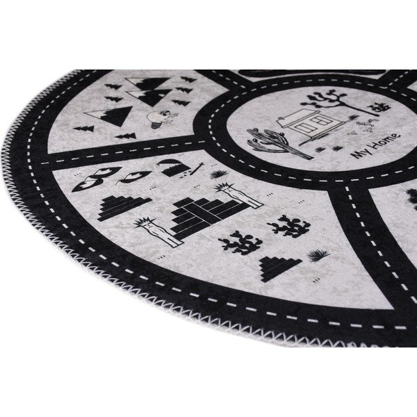 Tappeto da gioco per bambini bianco e nero lavabile ø100 cm My Home – Vitaus-image-2