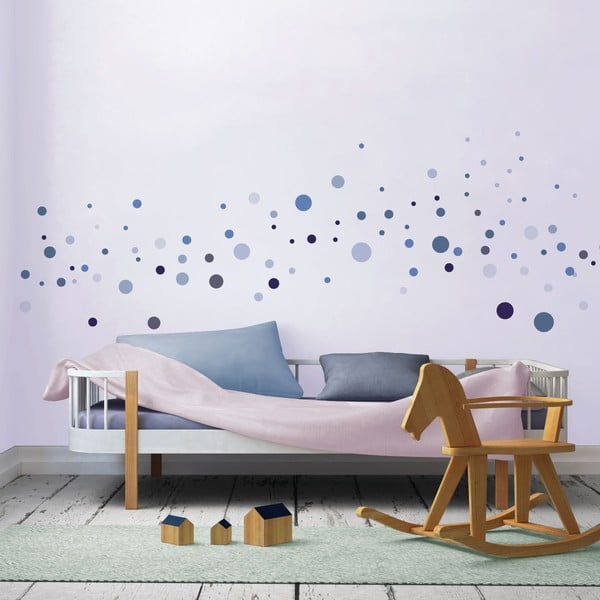 Set di 100 adesivi murali blu Adesivi rotondi - Ambiance-image-4