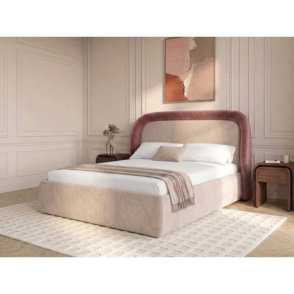 Letto matrimoniale imbottito rosa con contenitore con rete inclusa 180x200 cm Sam – Bobochic Paris-image-4