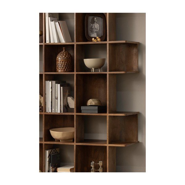 Libreria marrone scuro in mango massiccio 130x180x35 cm Sinne – WOOOD-image-1