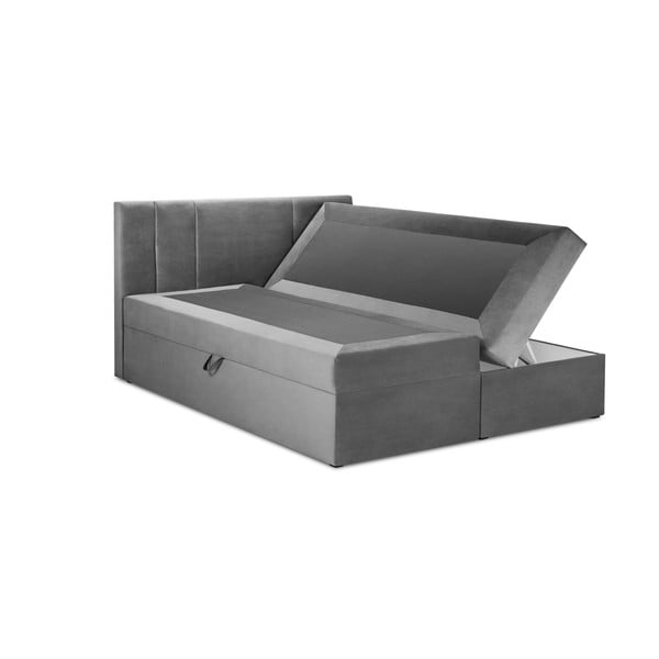 Letto boxspring grigio con contenitore 200x200 cm Afra - Mazzini Beds-image-2