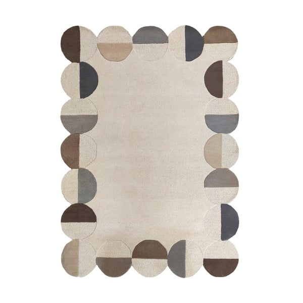 Tappeto greige in lana tessuto a mano 120x170 cm Mia Scallop Frame – Flair Rugs