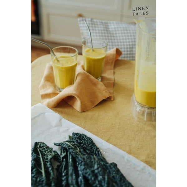 Sottobicchieri in tessuto giallo in set da 4 Honey - Linen Tales-image-2