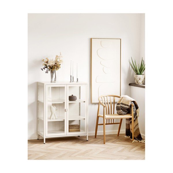 Vetrina color crema in acciaio 80x101x40 cm Brisbane – House Nordic-image-2