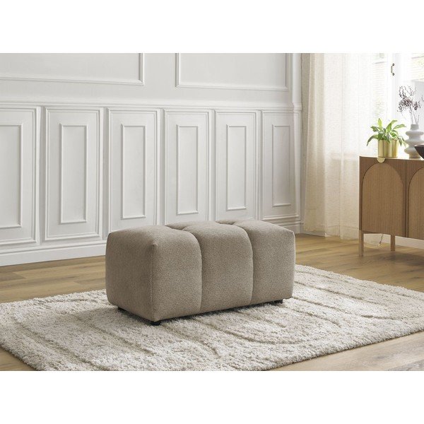 Poggiapiedi beige con rivestimento in ciniglia Roxelane – Bobochic Paris-image-1