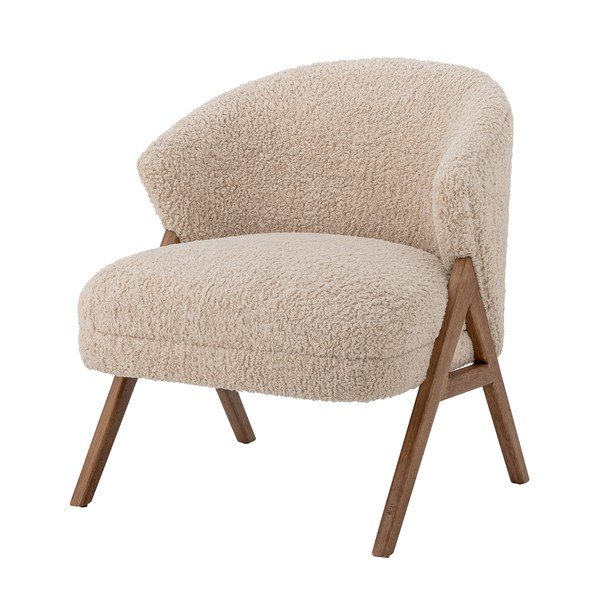 Poltrona beige con rivestimento in ciniglia Camino – Bloomingville