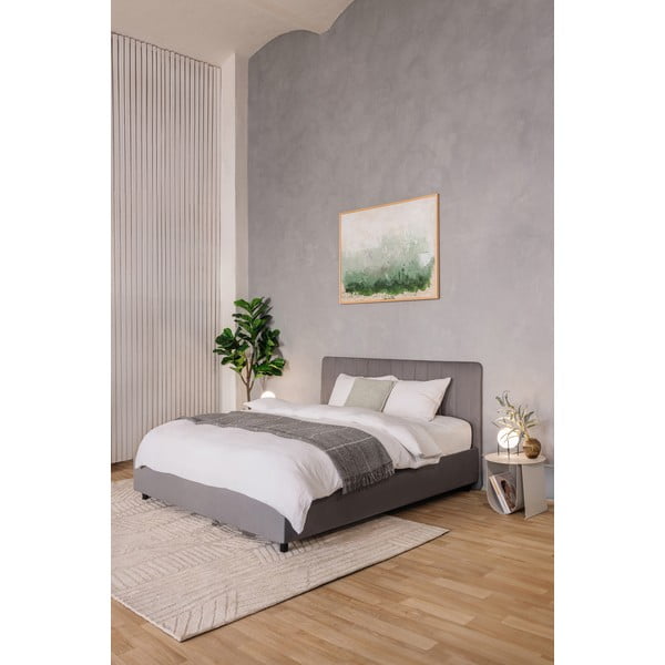 Letto matrimoniale imbottito grigio con contenitore con rete inclusa 160x200 cm Myra Slim Line – Bonami Selection-image-1