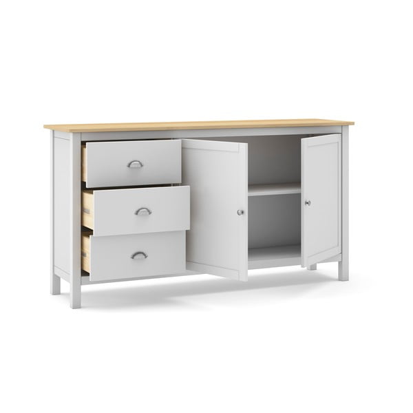 Cassettiera bassa in pino bianco/naturale 150x80,5 cm Misti - Marckeric-image-4