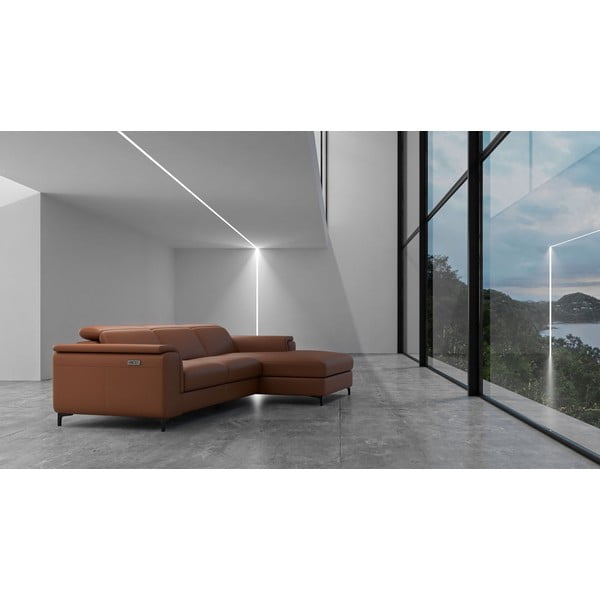 Divano angolare in pelle marrone cognac (angolo destro) Brito - MESONICA-image-1
