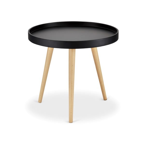 Tavolino nero con gambe in faggio, Ø 50 cm Opus - Furnhouse