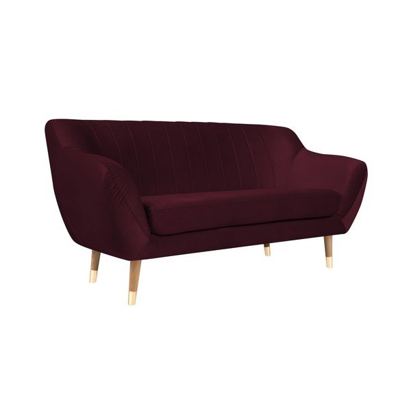 Divano Benito in velluto bordeaux, 158 cm - Mazzini Sofas-image-2
