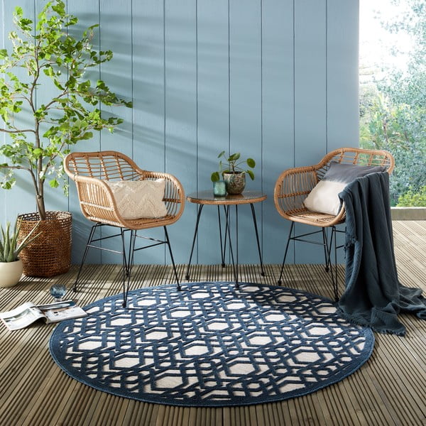Tappeto rotondo blu per esterni ø 160 cm Oro - Flair Rugs-image-1