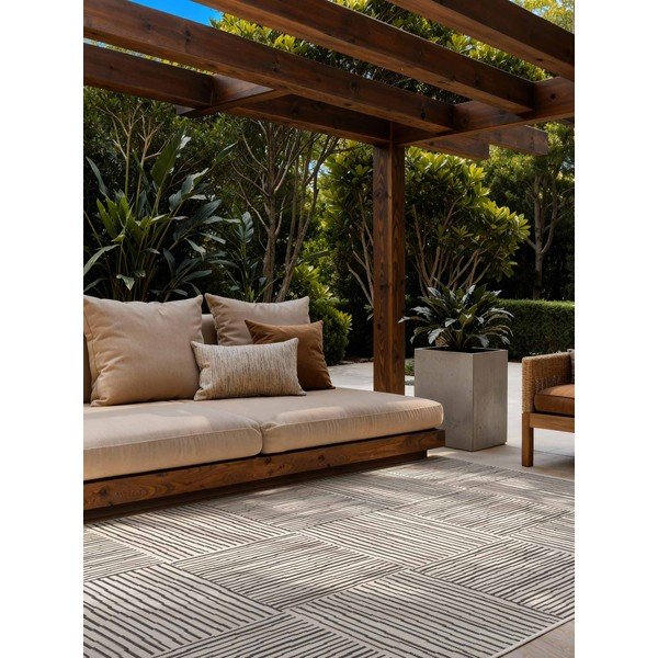 Tappeto da interno/esterno nero/color crema 160x230 cm Haringey Nightingale – Ted Baker-image-1