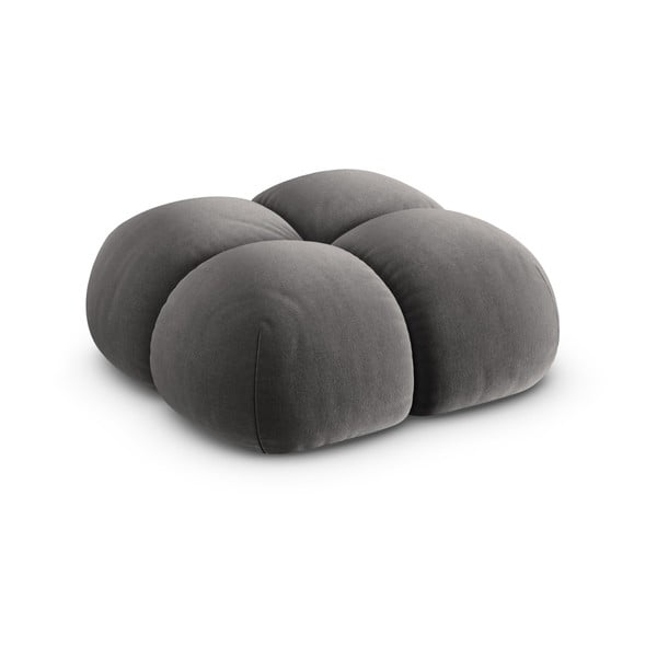 Poggiapiedi grigio con rivestimento in velluto Loretto – Cosmopolitan Design-image-2