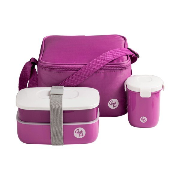 Set di scatola per snack, tazza e borsa rosa scuro Grub Tub, 21 x 13 cm - Premier Housewares