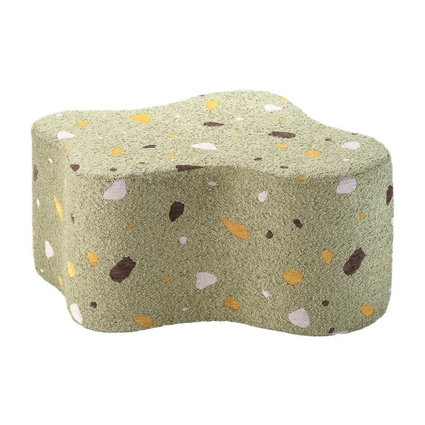 Pouf per bambini verde con rivestimento in bouclé e ciniglia Terrazzo Cloud – Wigiwama