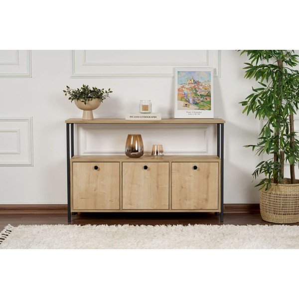 Tavolo consolle colore naturale chiaro con effetto rovere 29,5x120 cm Solace – Kalune Design-image-4