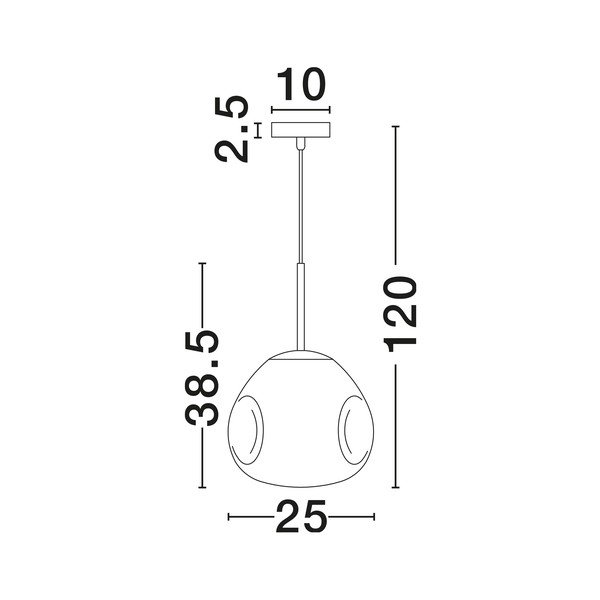 Lampadario color argento lucido in vetro ø 25 cm Lava – Nova Luce-image-3