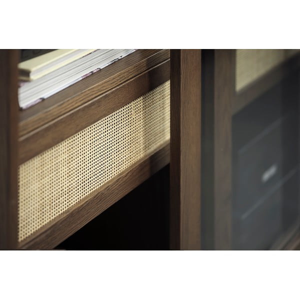 Vetrina marrone scuro effetto rovere con ante scorrevoli 110x160 cm Barrali - Unique Furniture-image-4