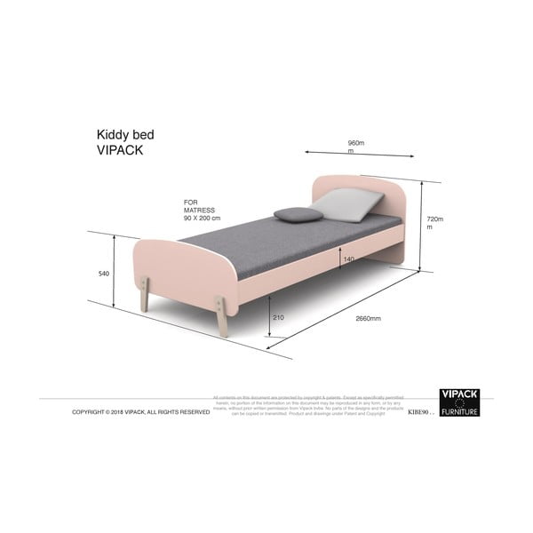 Letto per bambini alla menta , 200 x 90 cm Kiddy - Vipack-image-1