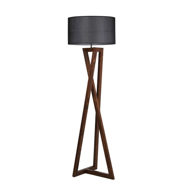 Lampada da terra nera/marrone con paralume in tessuto (altezza totale 149 cm) Maçka – Opviq lights