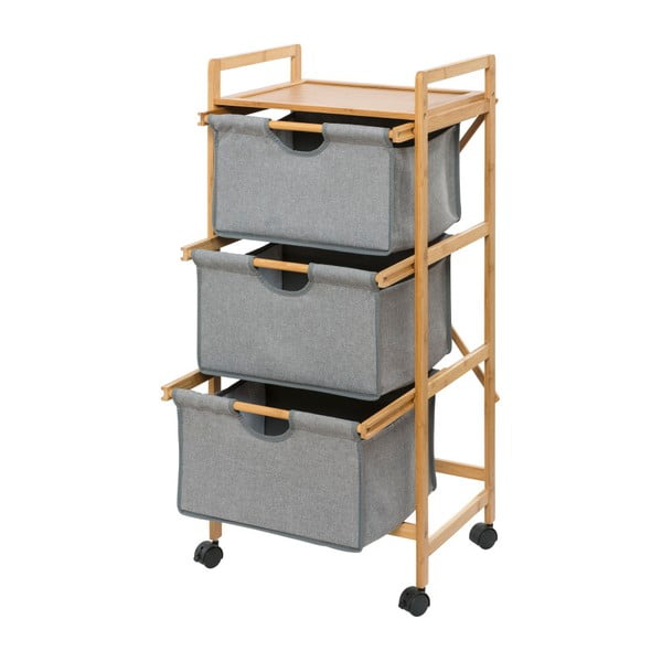 Scaffale grigio/colore natuarale in bambù con 3 cassetti da bagno  44x96 cm Bahari – Wenko-image-2