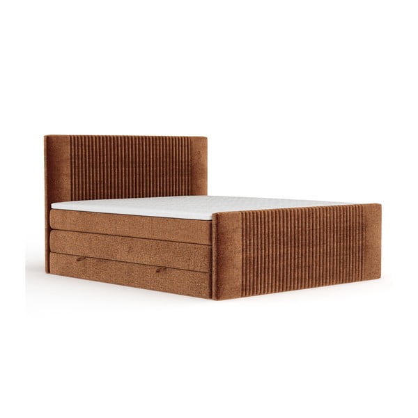 Letto boxspring arancione con contenitore 200x200 cm Bergamo – Maison de Rêve