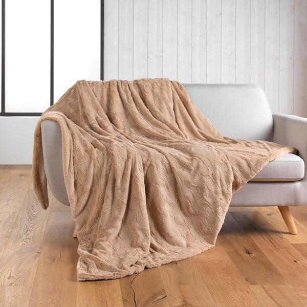 Coperta marrone chiaro in micropile 180x220 cm Foxy – douceur d'intérieur-image-2