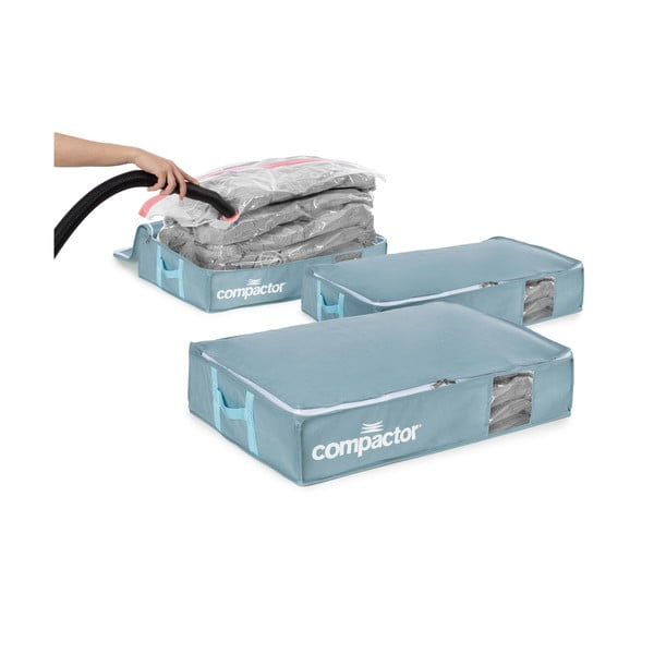Set di organizer per sottoletto sottovuoto in plastica 3 pz 65x45x15,5 cm Blue Edition - Compactor-image-4