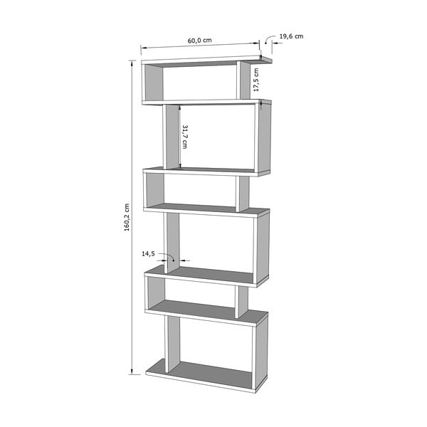 Libreria in rovere bianco/naturale 60x160 cm Bates - Kalune Design-image-2