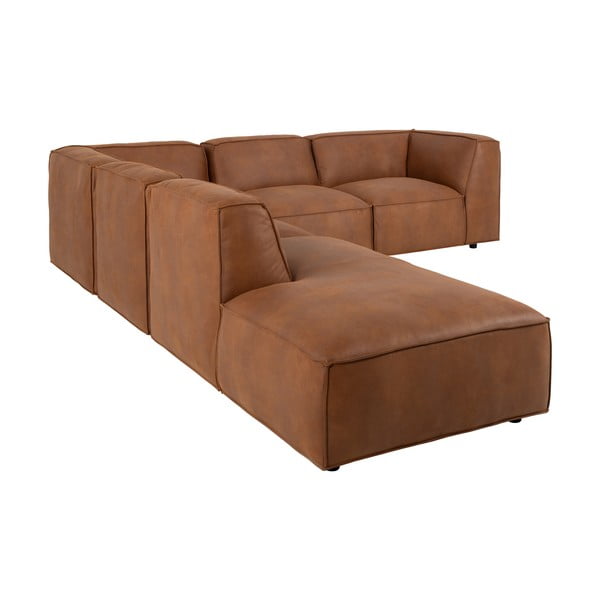 Divano angolare in similpelle marrone cognac (angolo sinistro) Fairfield Kentucky - Bonami Selection-image-4