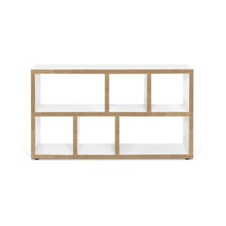 Libreria bianca con bordo in legno 150x83 cm Berlin - TemaHome
